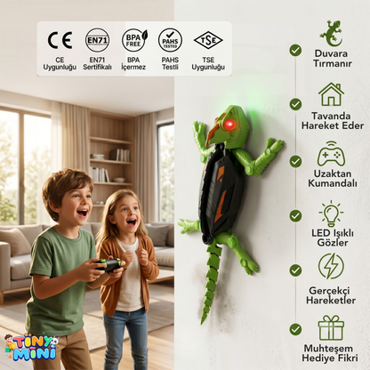 TinyMini™ Uzaktan Kumandalı Duvar ve Tavana Tırmanabilen Kertenkele